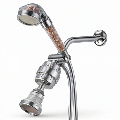 LED Ionic Dual Shower System - front view of bundles by Mineral Stream