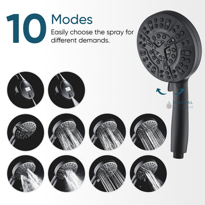 MineralStream Luxe 10 Mode Mode High Pressure Dower Head (Wirowered)